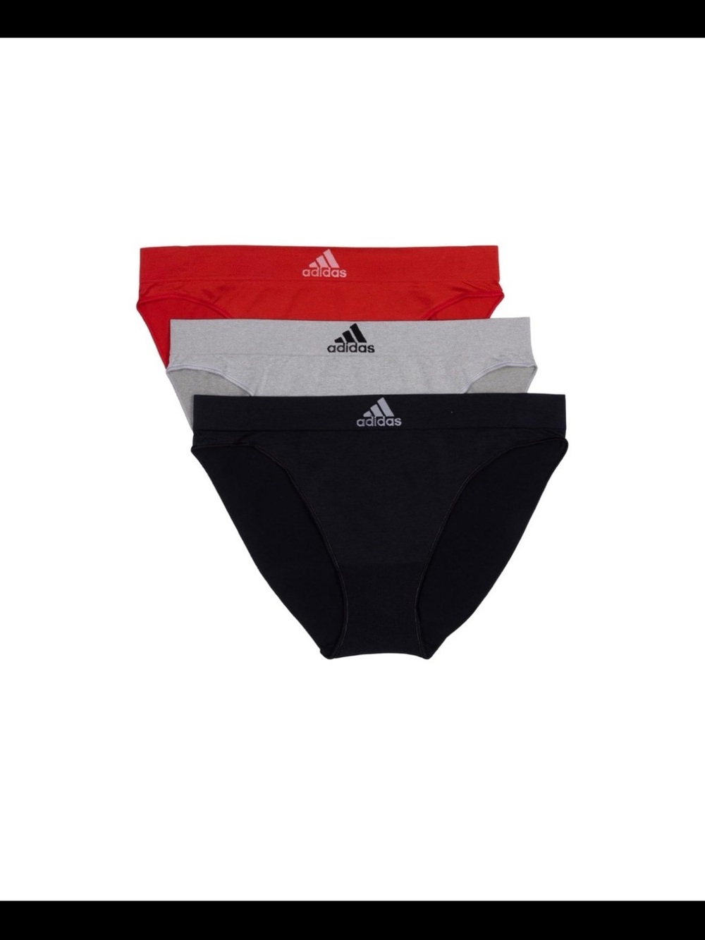 adidas women  3-Pack Briefs in Red, Gray & Black